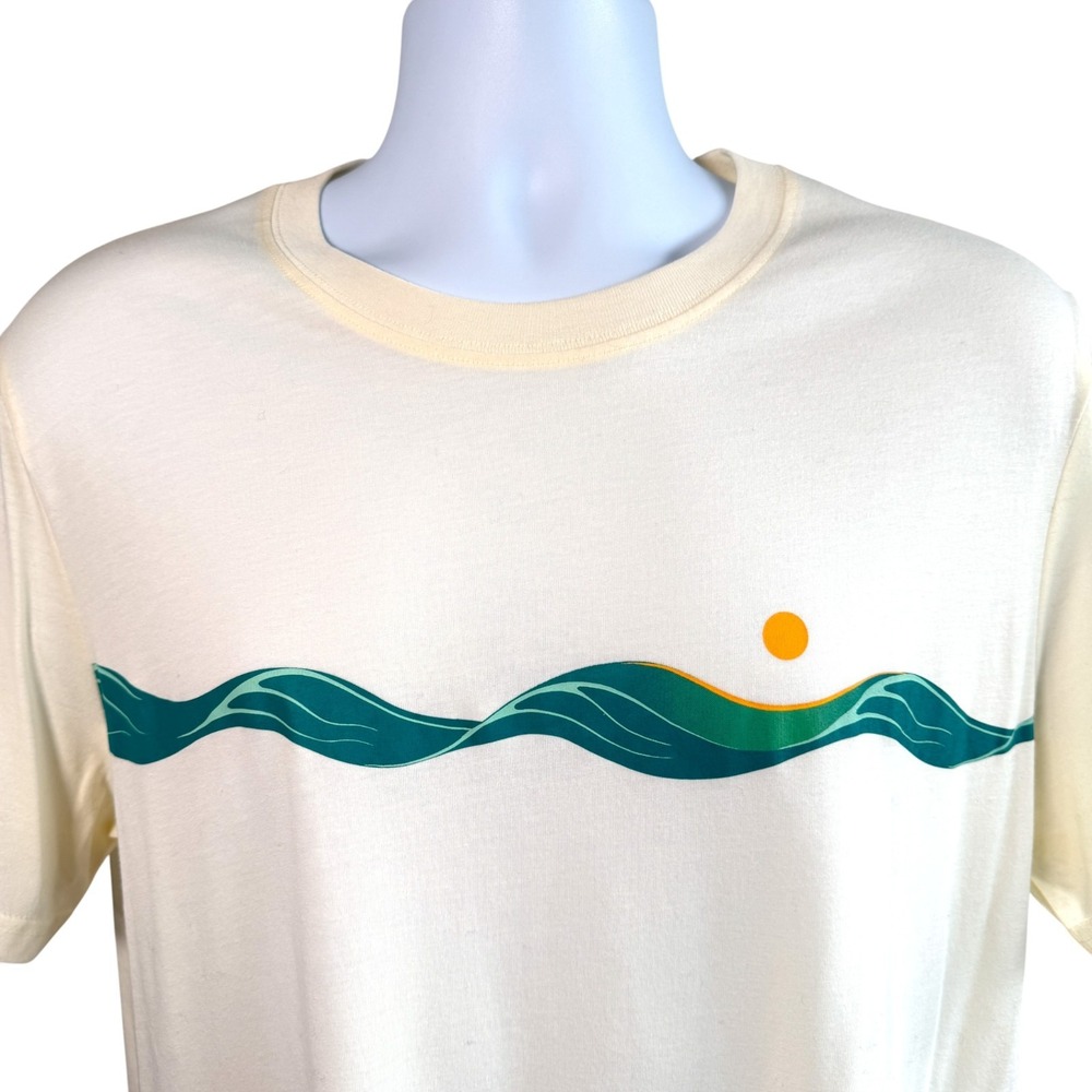 Tentree TreeBlend Mens Graphic T-Shirt Sz L Cream Wave‎ Sunset Organic Casual - Picture 3 of 9